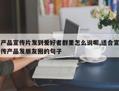 产品宣传片发到爱好者群里怎么说呢,适合宣传产品发朋友圈的句子