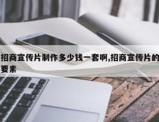 招商宣传片制作多少钱一套啊,招商宣传片的要素