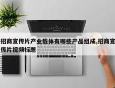 招商宣传片产业载体有哪些产品组成,招商宣传片视频标题