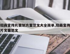 招商宣传片策划方案范文大全简单,招商宣传片文案范文
