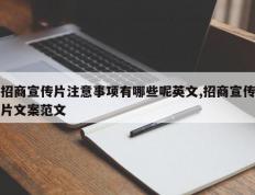招商宣传片注意事项有哪些呢英文,招商宣传片文案范文