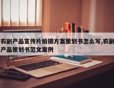 农副产品宣传片拍摄方案策划书怎么写,农副产品策划书范文案例