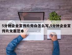 5分钟企业宣传片旁白怎么写,5分钟企业宣传片文案范本
