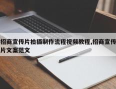 招商宣传片拍摄制作流程视频教程,招商宣传片文案范文
